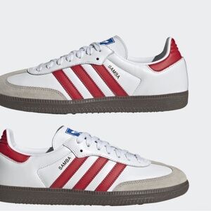 Adidas Samba White and Red Trainers